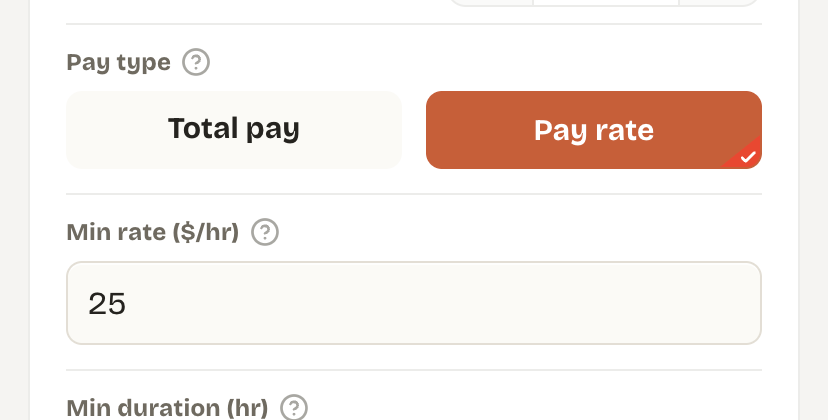 MagicHove bot search settings showing minimum pay rate filter